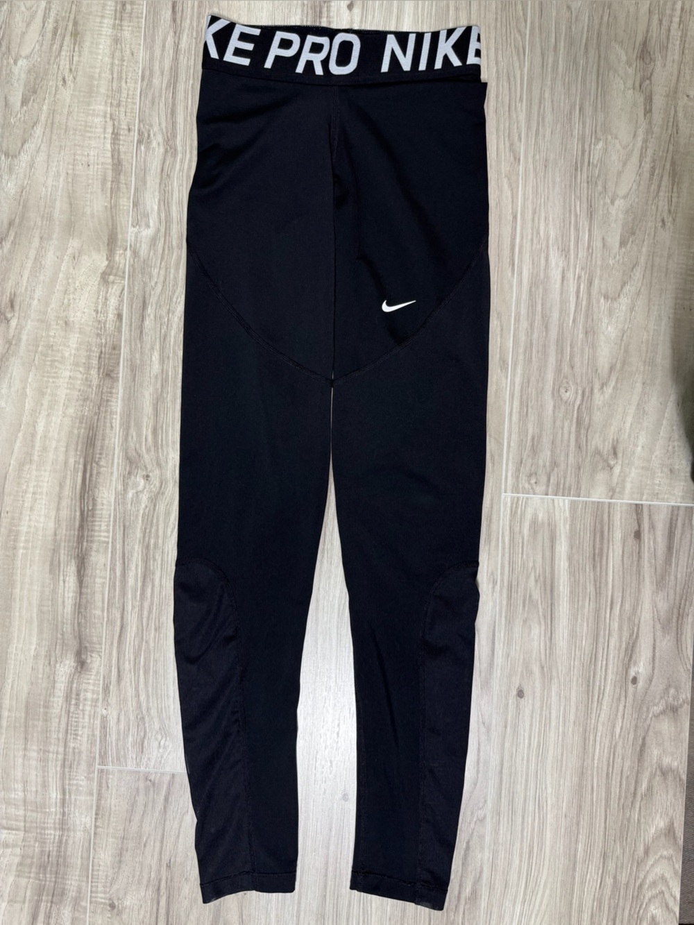 Nike Black High-Waist Pro Logo Leggings with White Swoosh